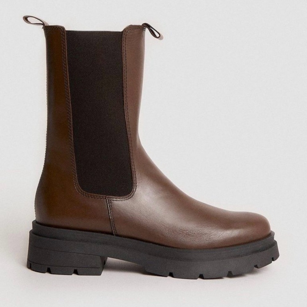 Karen Millen Brown Leather Chelsea Boots